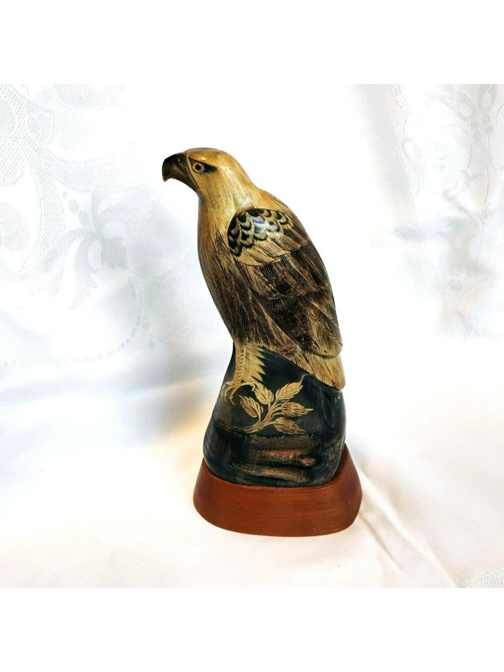 Hand-Carved Hawk Eagle Sculpture Signed Barry Stein 1991, 9" Bird Art, Wood Base